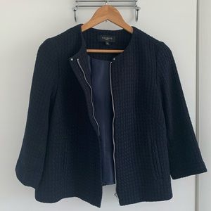 Talbots navy tweed zippered jacket